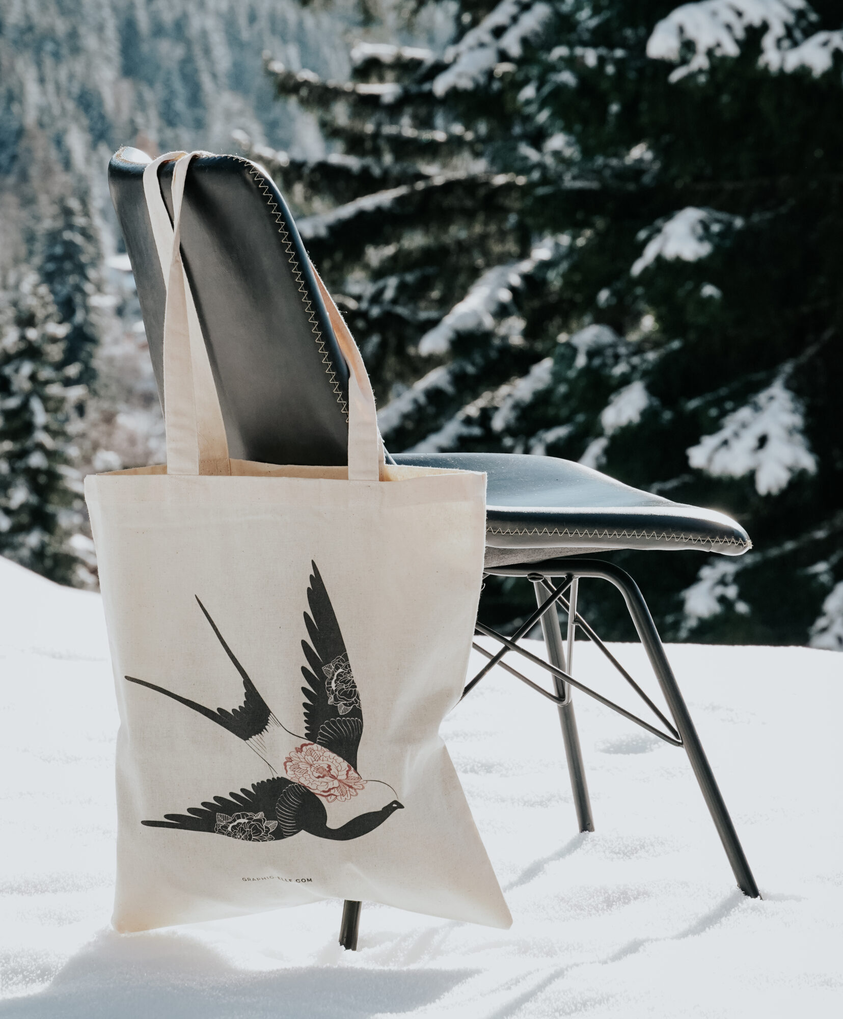 Tote bag hirondelle illustration rock