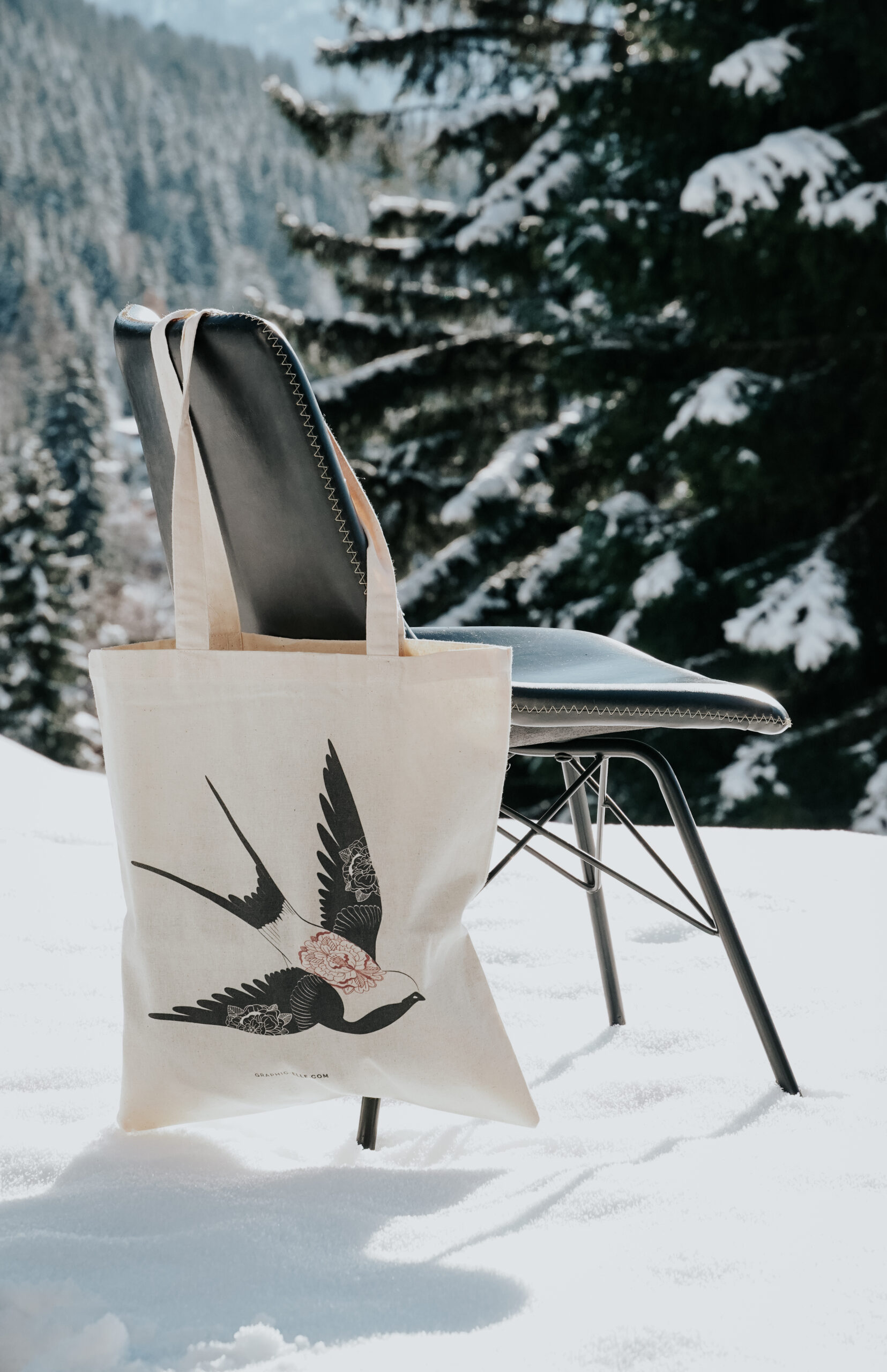 Tote bag hirondelle illustration rock