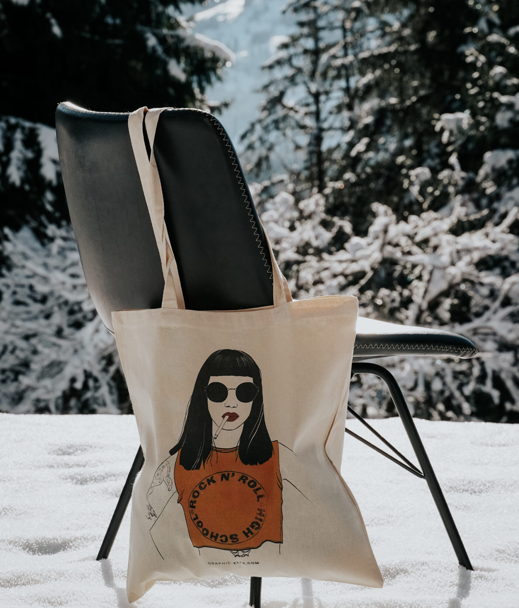 Tote bag rock'n'girl illustration rock