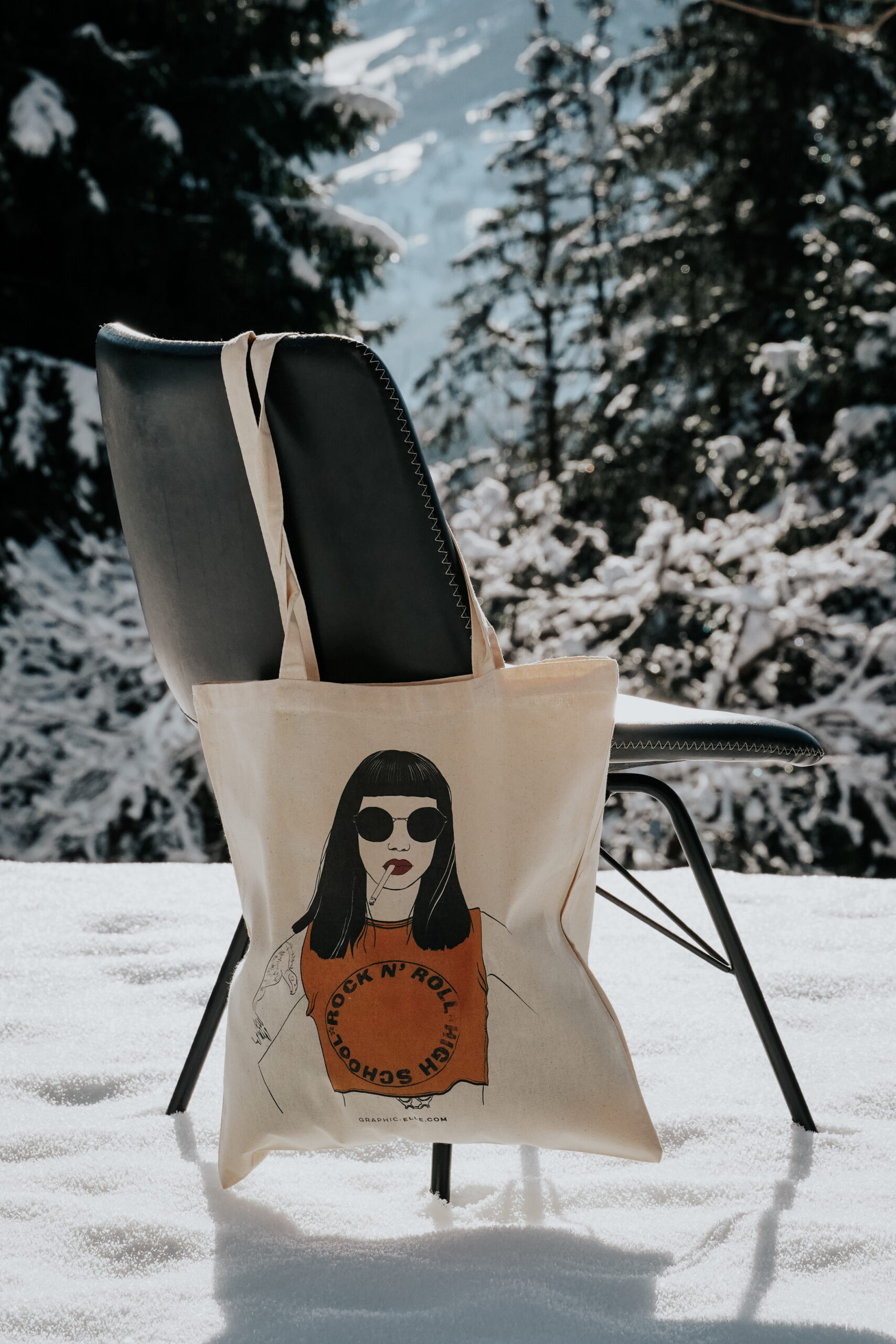 Tote bag rock'n'girl illustration rock