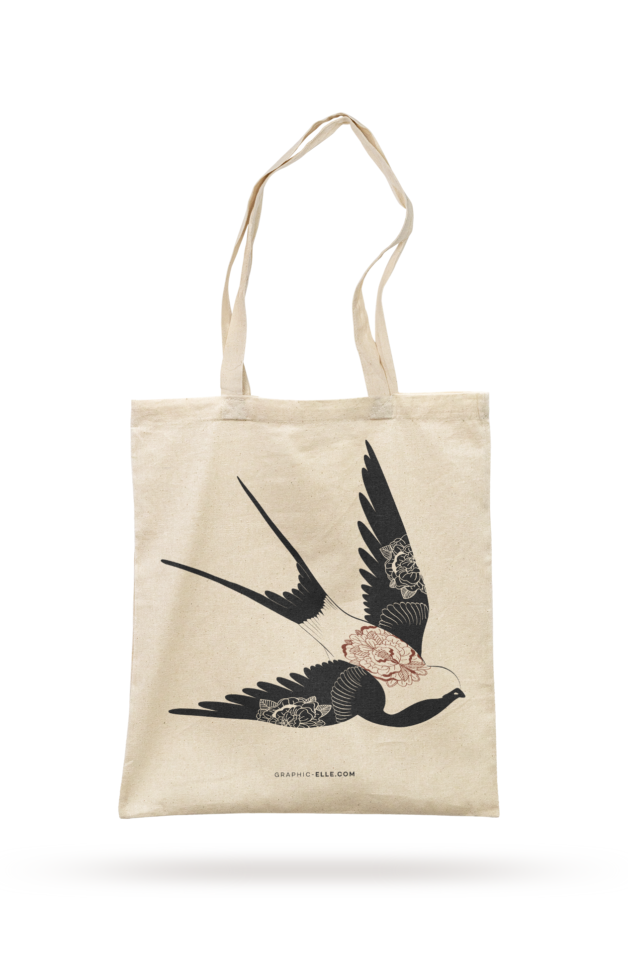Tote bag hirondelle illustration rock