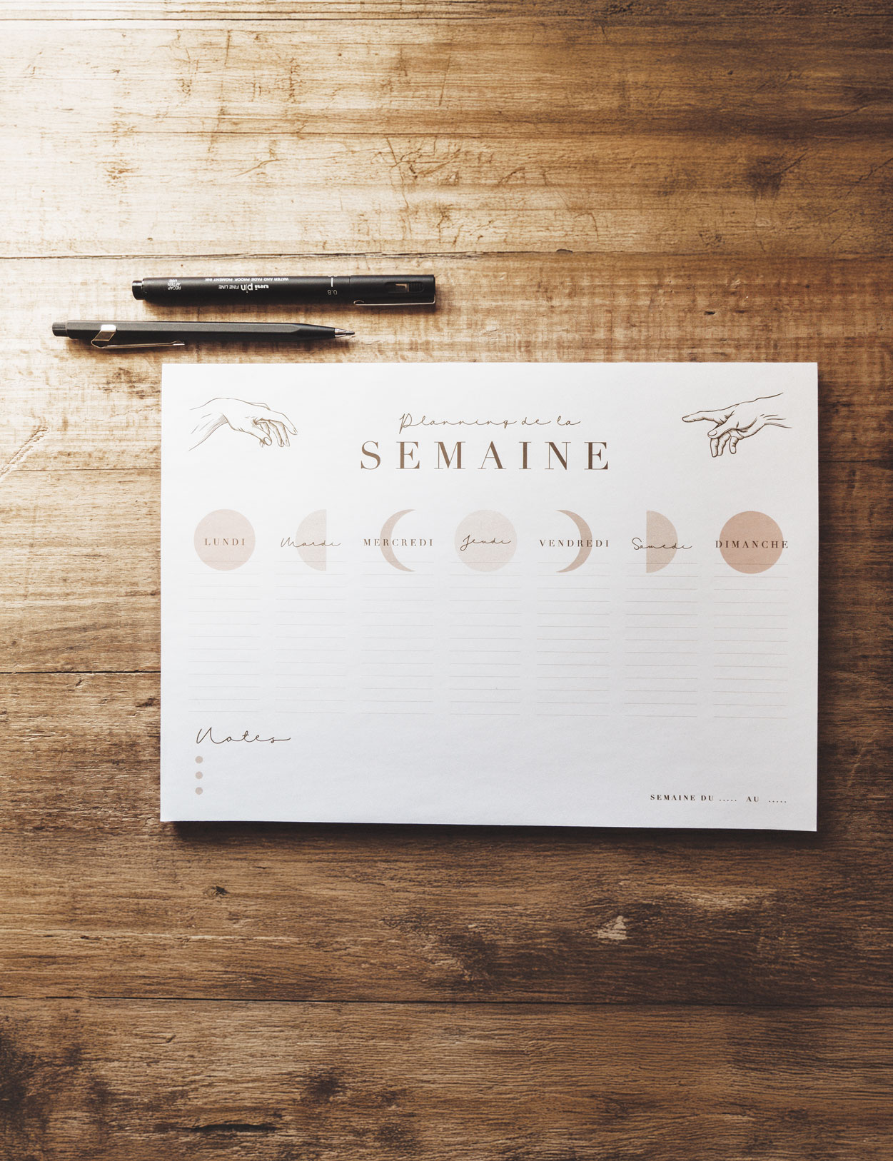 Semainier A4 décoratif pour planifier les tâches