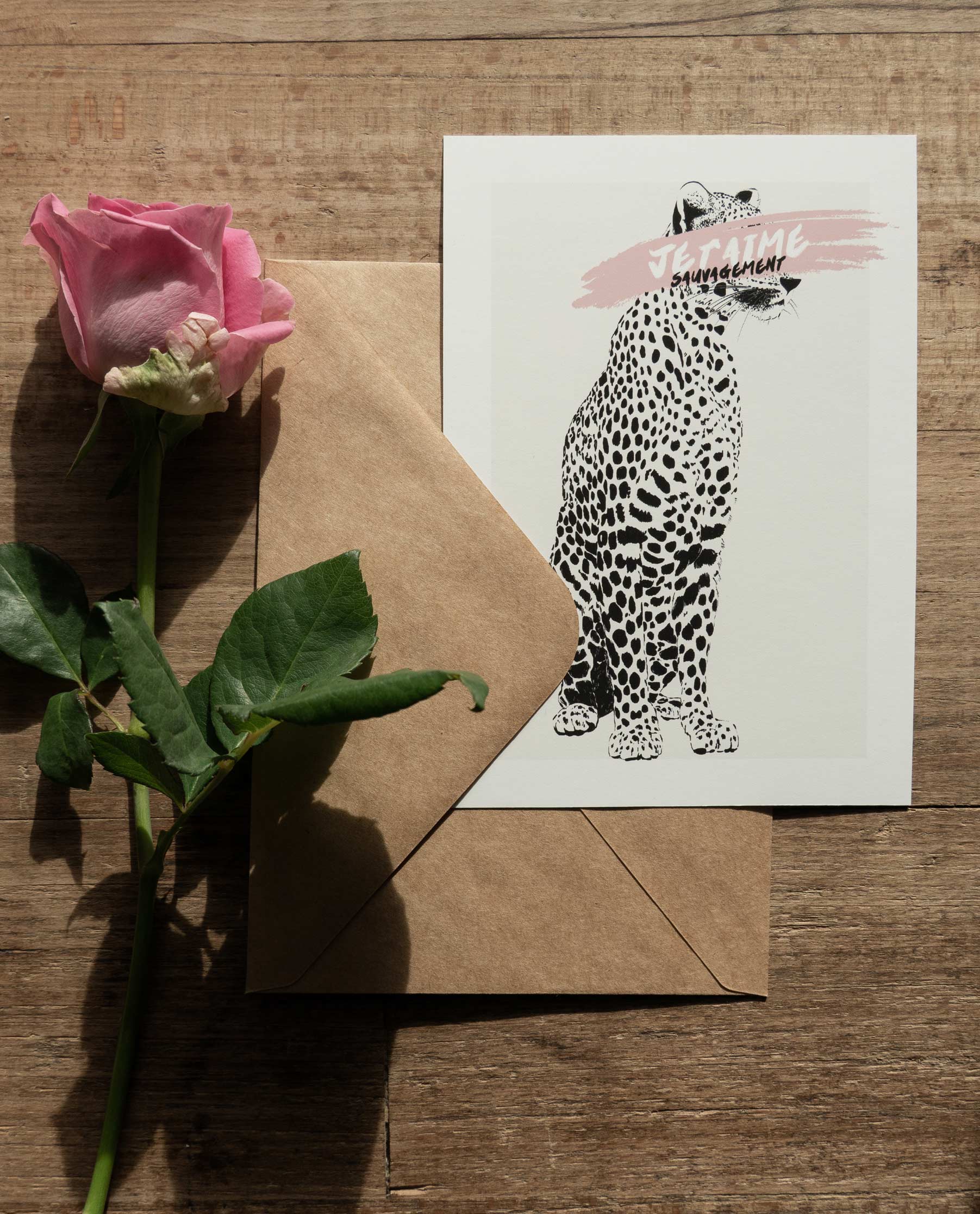 Carte de St-Valentin à offrir pour déclarer sa flamme. Je t'aime sauvagement.